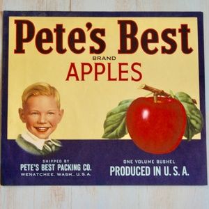 Original 1920's Pete's Best Apple Crate Label